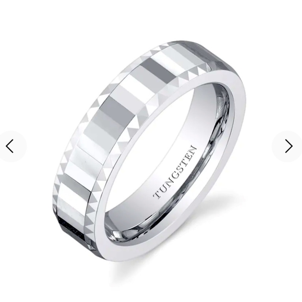 Faceted Mirror Finish 5mm Ring in Tungsten - 10.5 gun metal finish